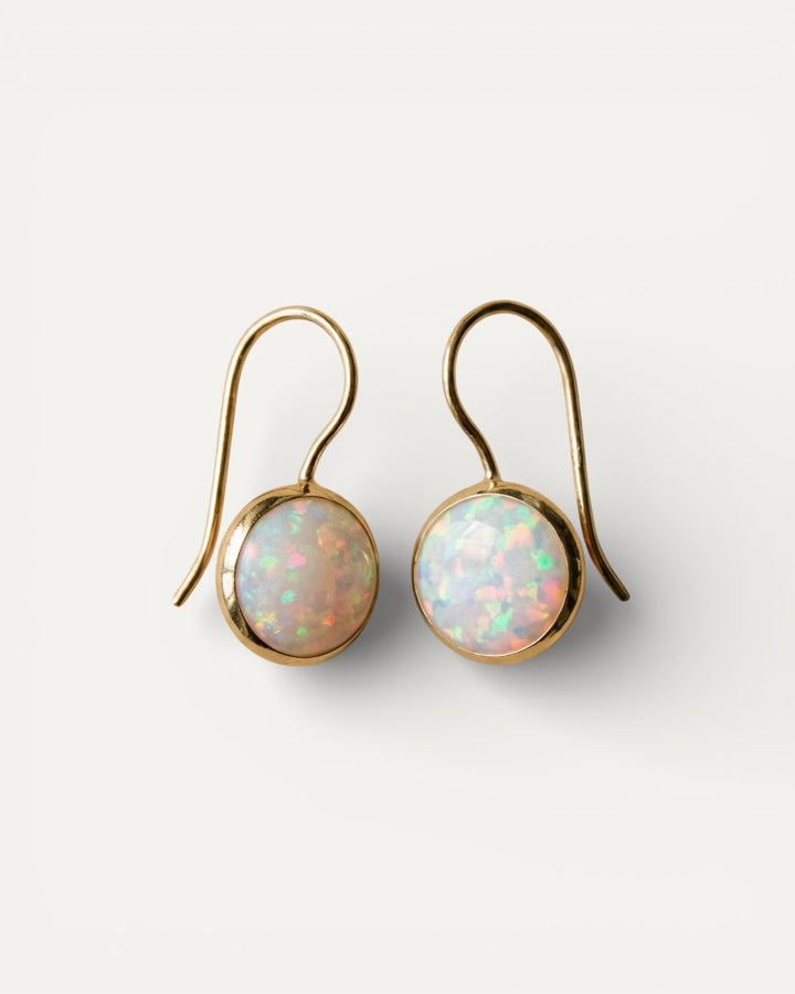 Vintage Gold Opal Stone Earrings