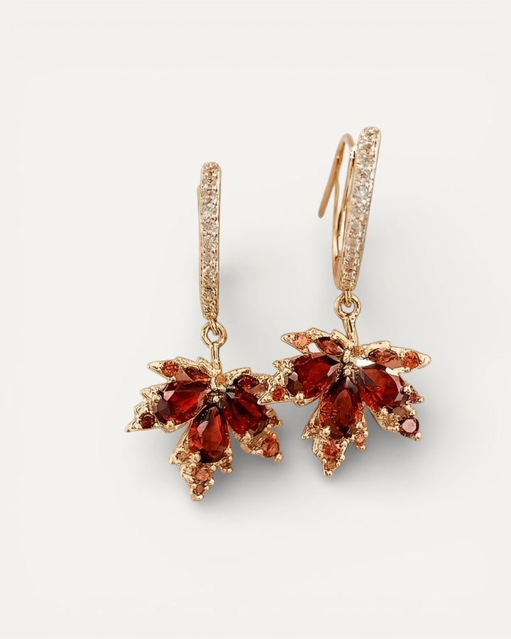 Gold Leaf Cubic Zirconia Earrings