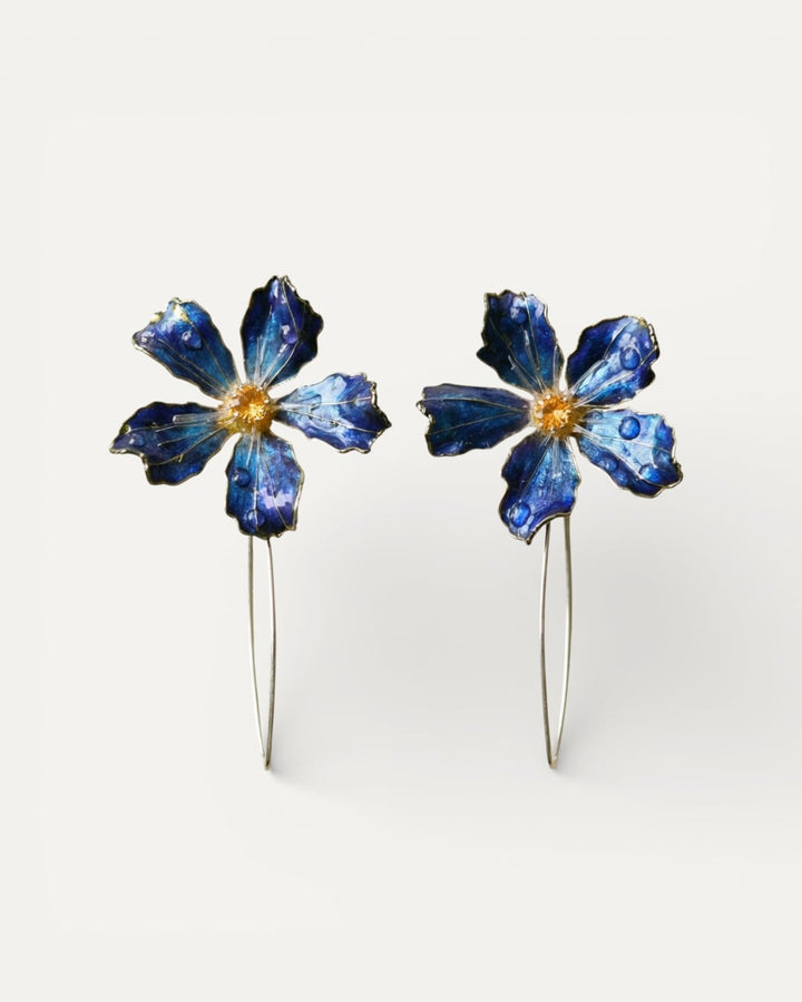 Vintage Blue Flower Earrings