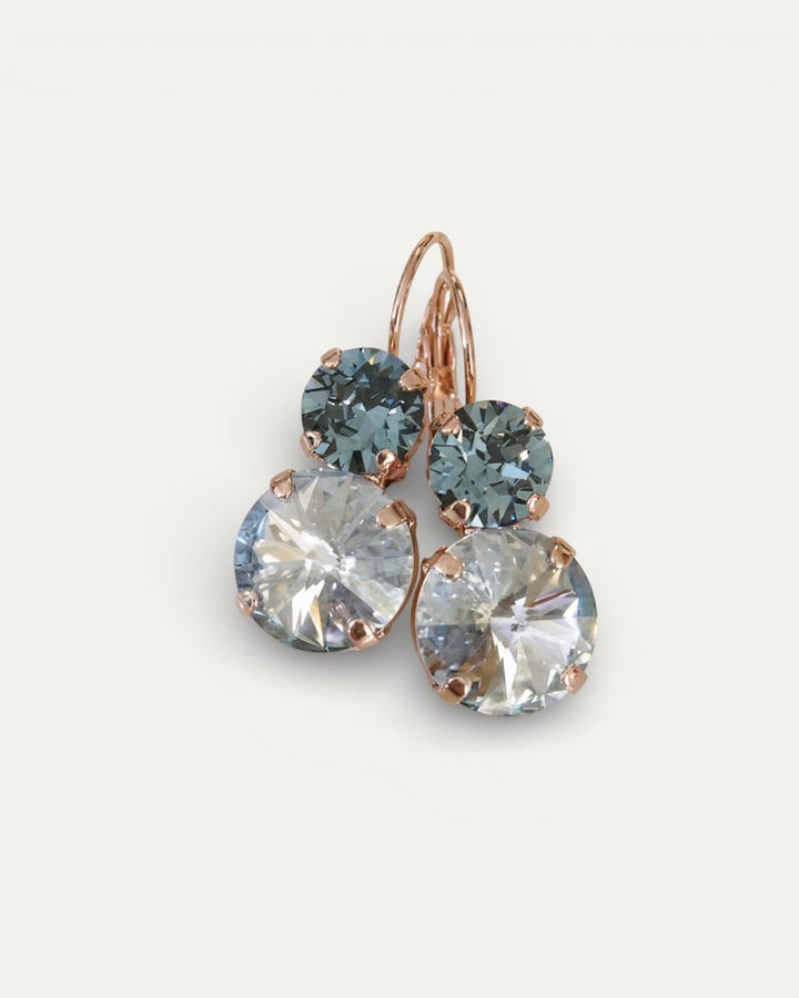 Vintage White and Blue Crystal Earrings