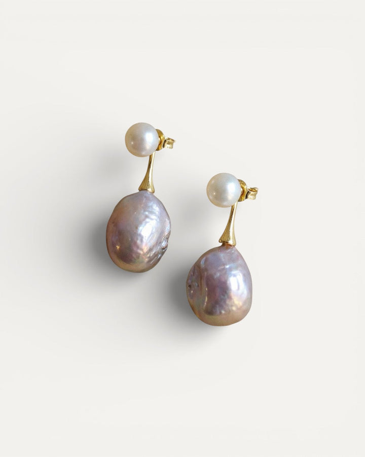 Elegant Purple Pearl Earrings