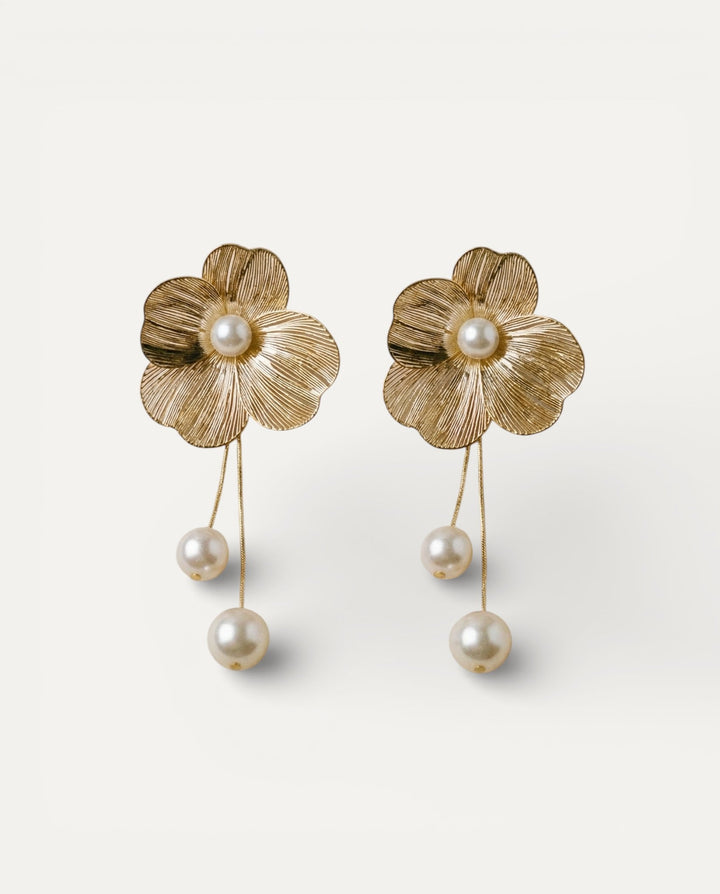 Bohemian Pearl and Petal Earrings