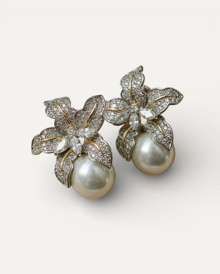 Elegant Floral Pearl Earrings