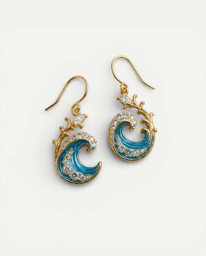 Gold Sparkling Ocean Wave Earrings