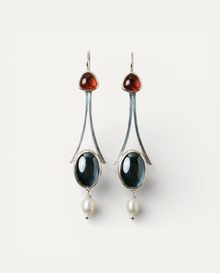 Vintage Red Crystal and Pearl Earrings