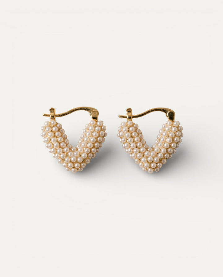 Elegant Heart-Shaped Pearl Inlay Earrings
