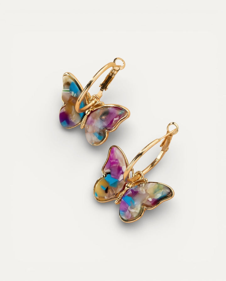 Hand-Painted Enamel Crystal Butterfly Earrings