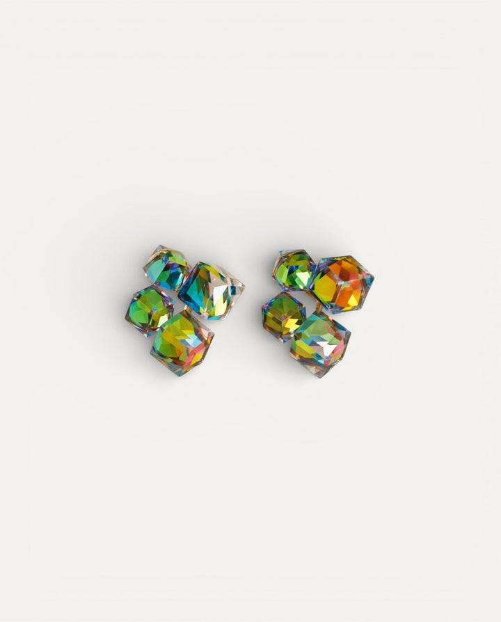 Elegant Gold Multicoloured Cubic Zirconia Earrings