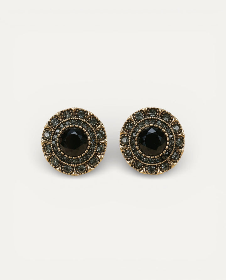 Elegant Round Black Crystal Earrings