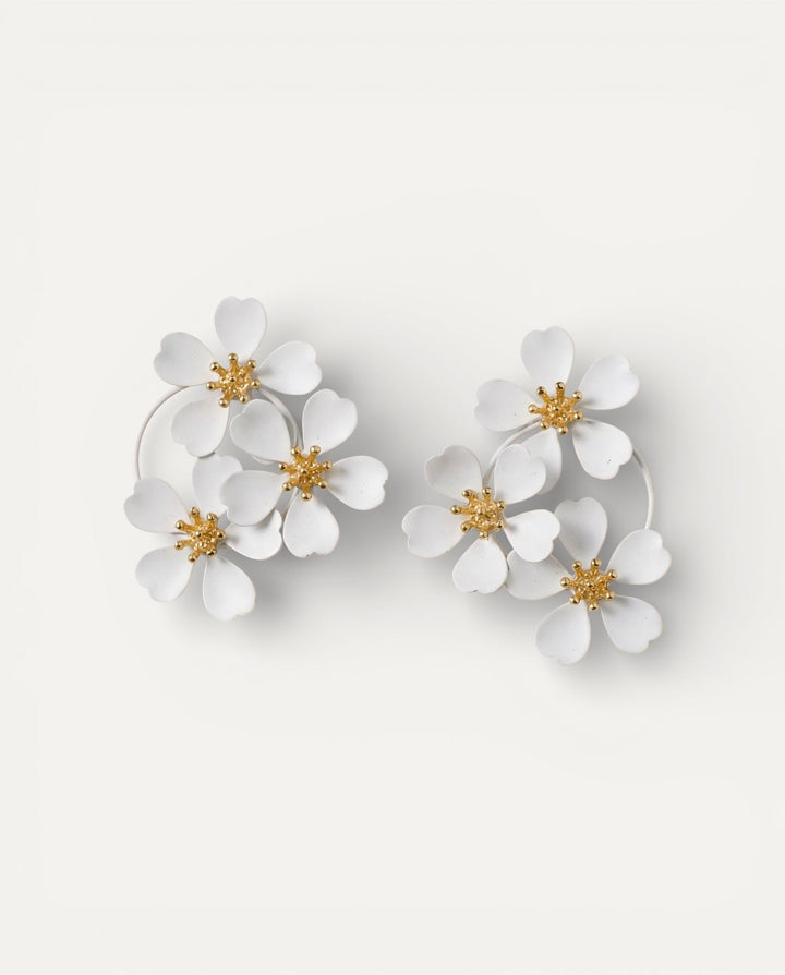 Vintage White Flower Earrings