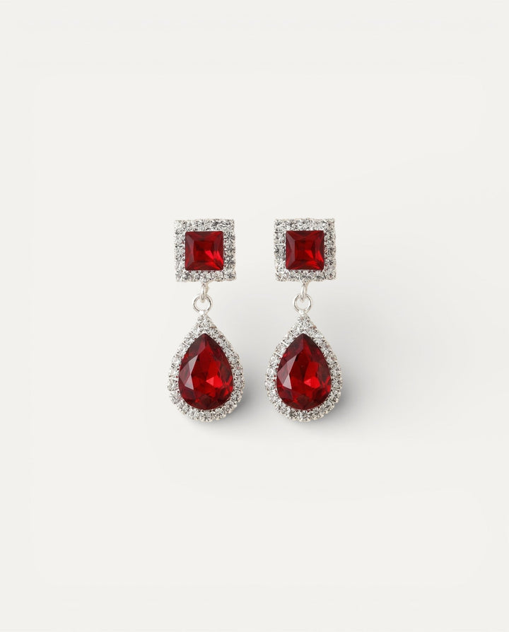 Red Drop Set – Choker and Drop Earrings