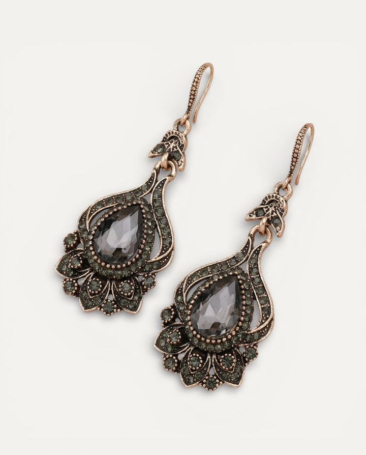 Elegant Black Crystal Mandala Earrings