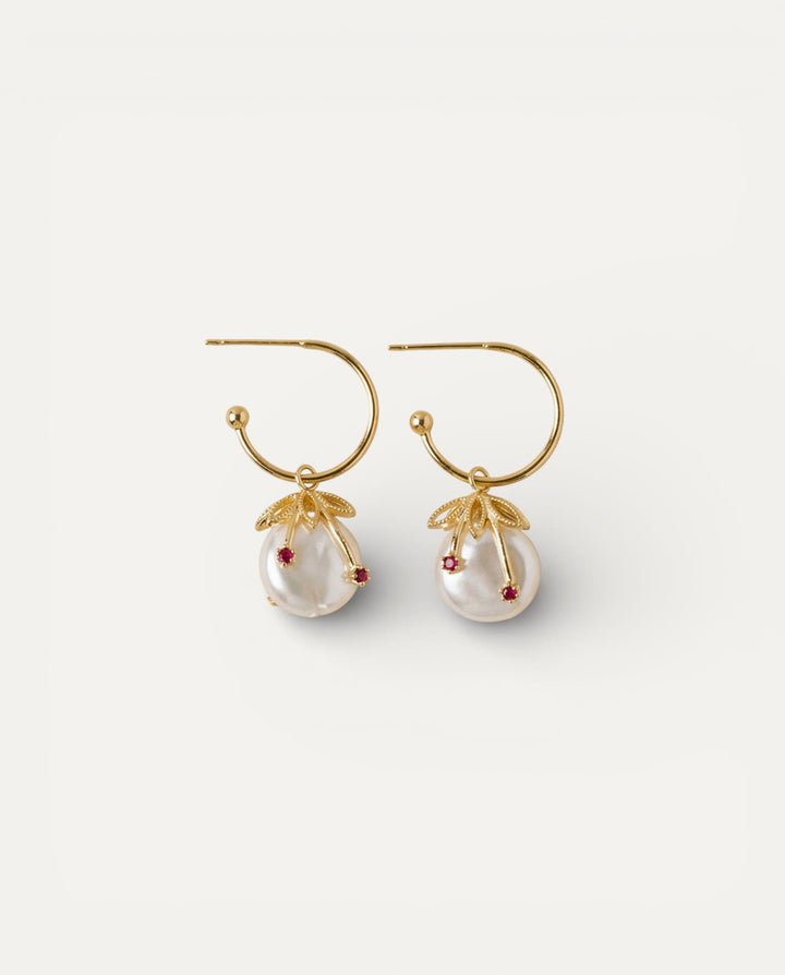 Vintage Gold Cherry Pearl Earrings