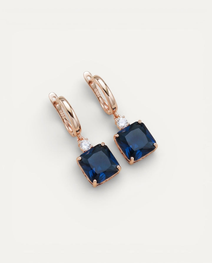 Elegant Dark Blue Cubic Crystal Earrings