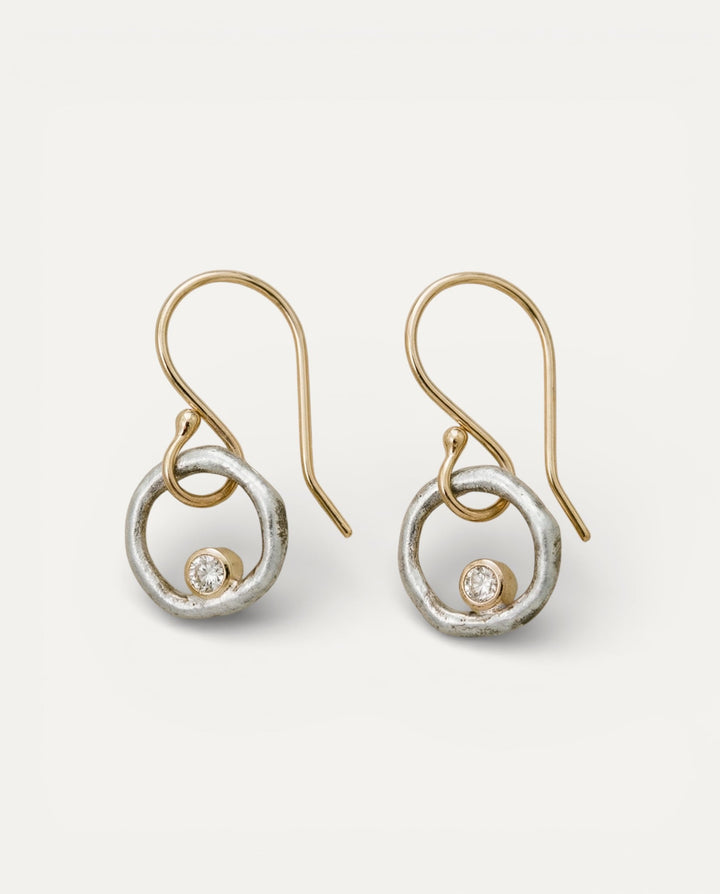 Vintage Gold and Silver Earrings with Cubic Zirconia