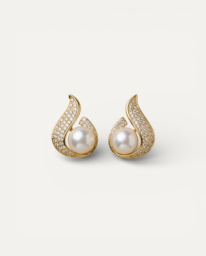 Cubic Zirconia Earrings with Sparkling Pearls