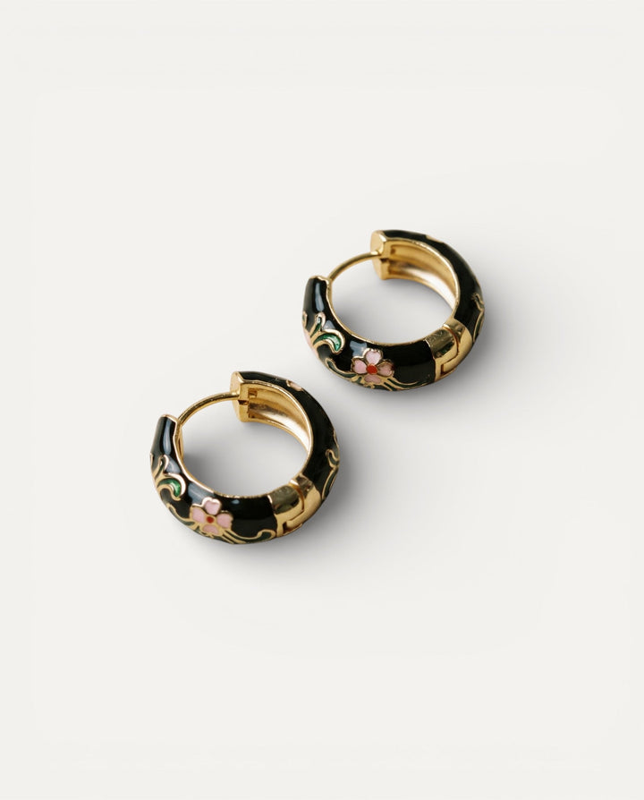 Luxury Black Floral Earrings
