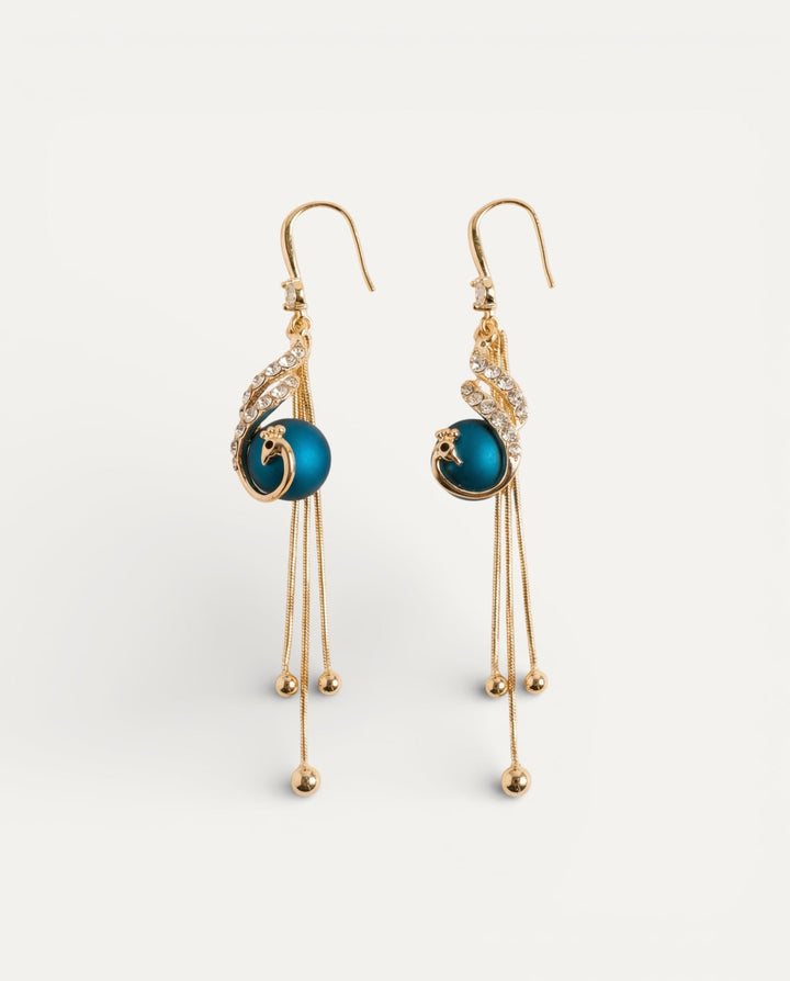Festive Earrings with Blue Pearls