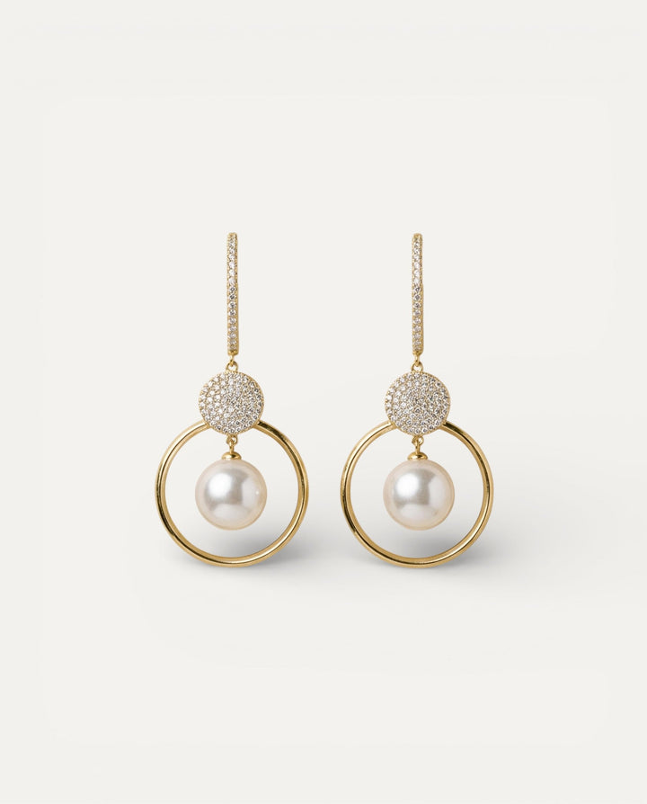 Luxury Earrings with Cultured Pearls and Zircons