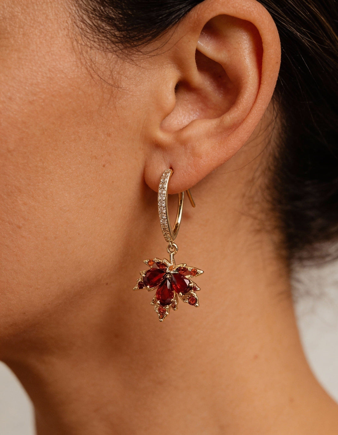 Gold Leaf Cubic Zirconia Earrings