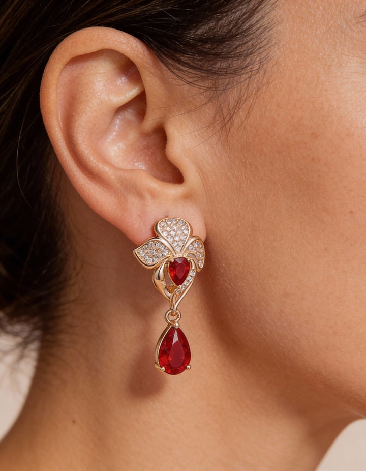 Elegant Red Crystal Drop Earrings