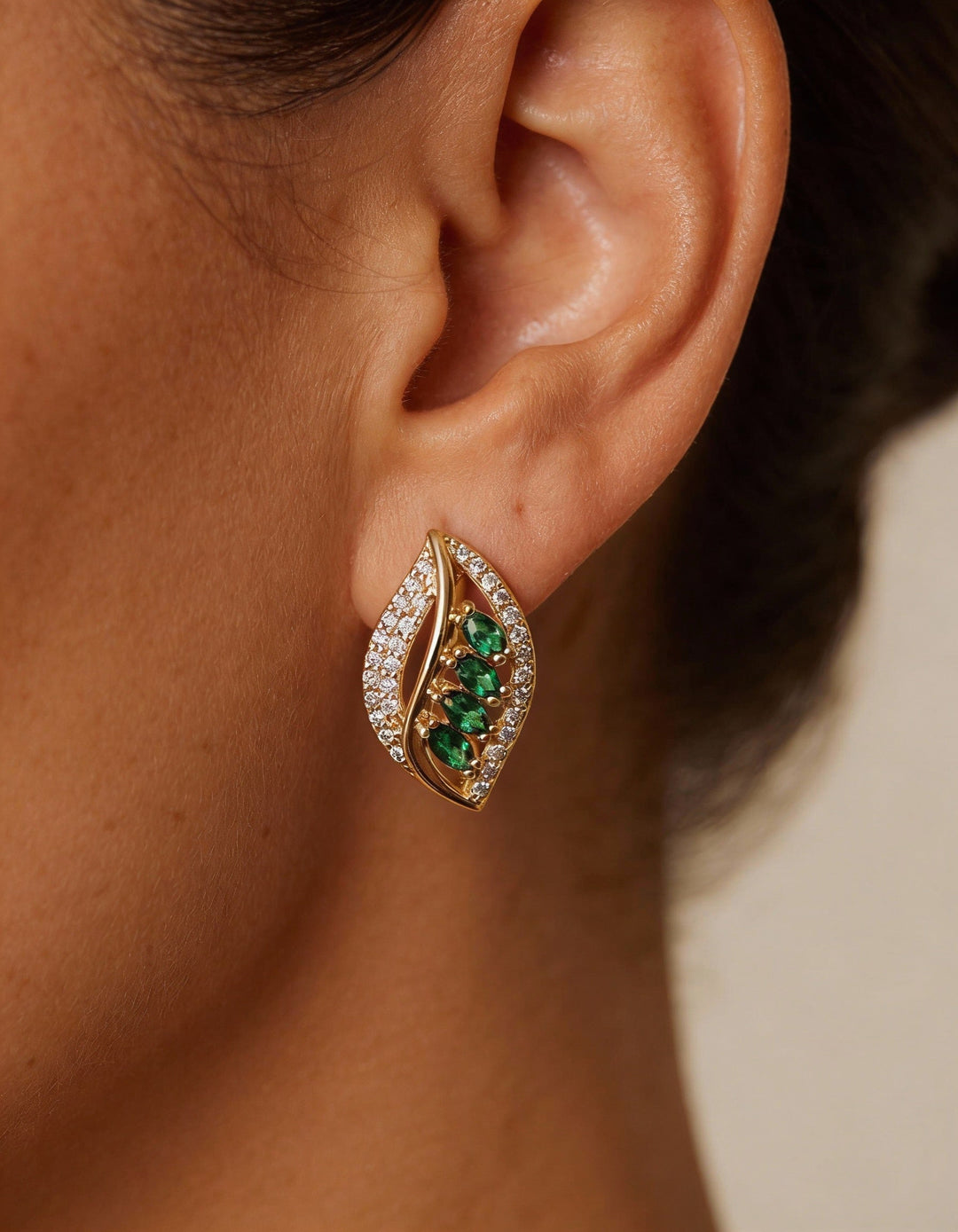 Catarina Emerald Leaf Earrings