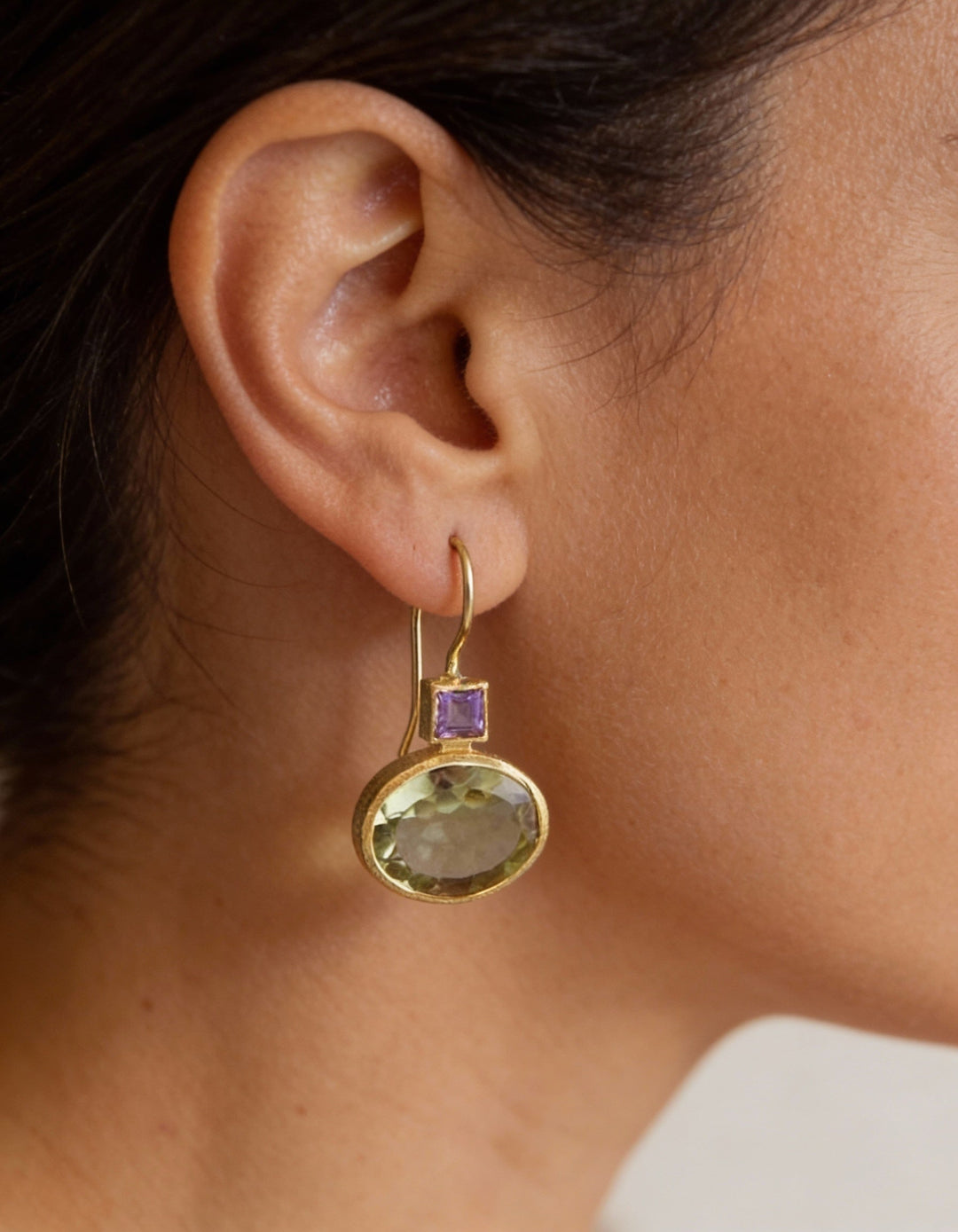 Gold Green Crystal Earrings