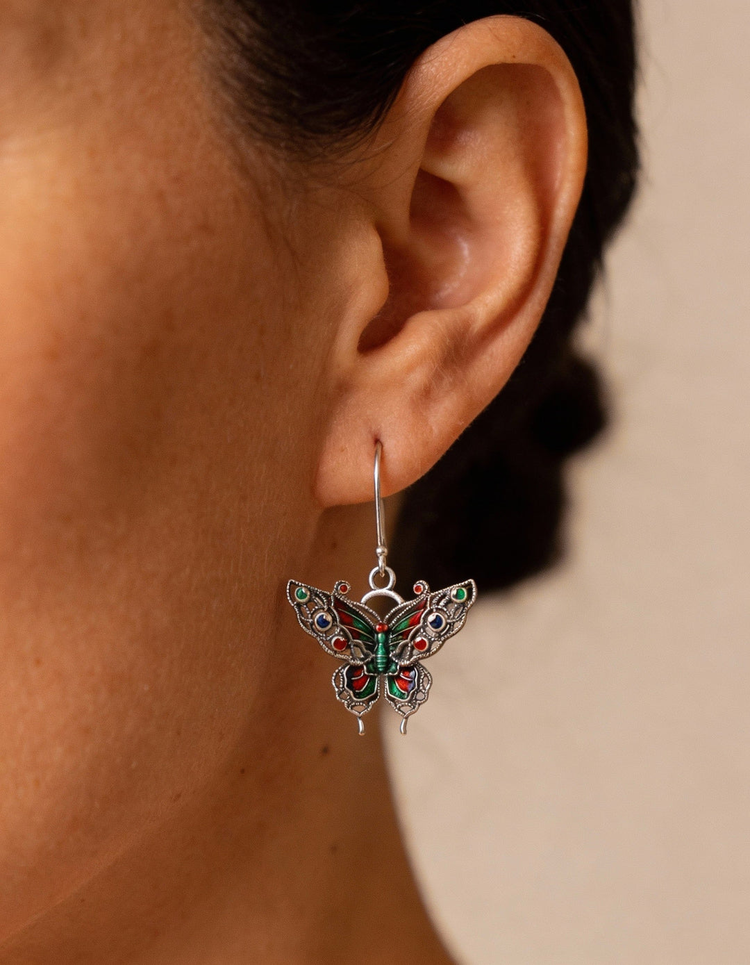 Vintage Colourful Butterfly Earrings
