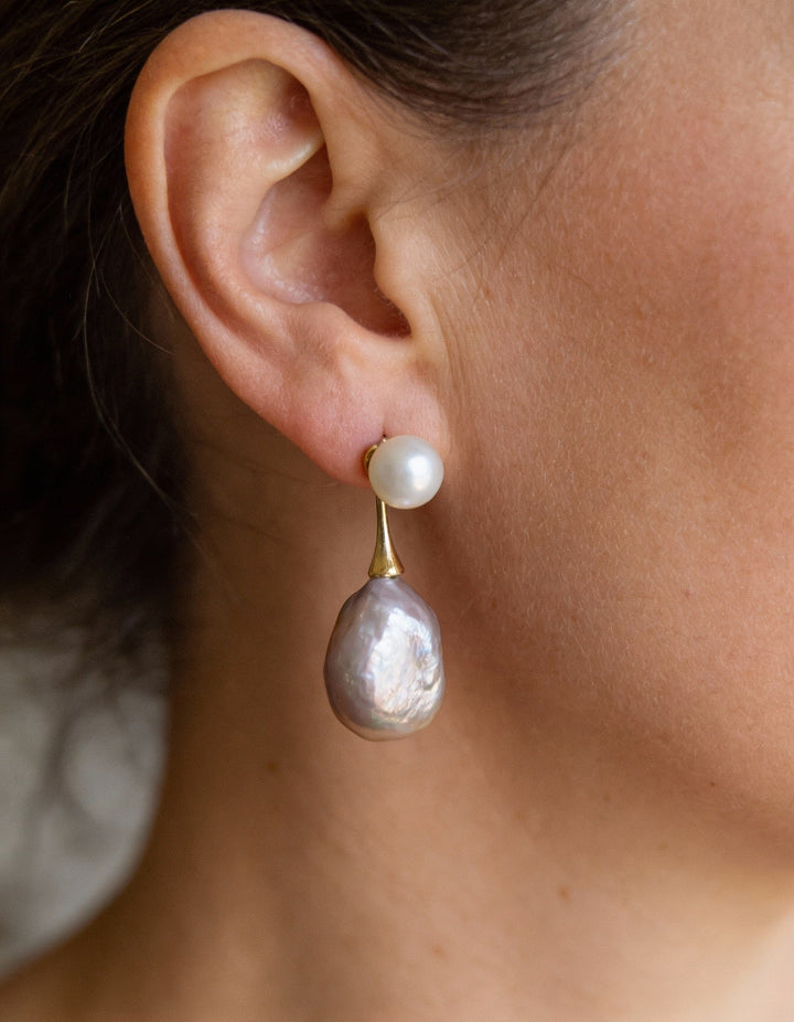 Elegant Purple Pearl Earrings