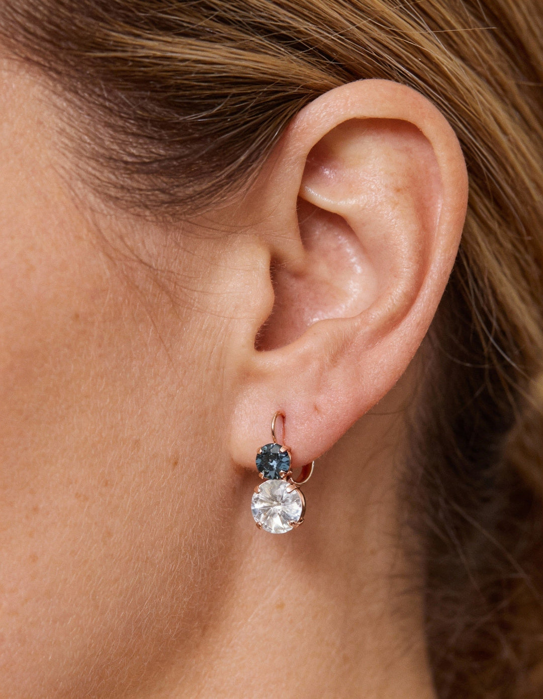 Vintage White and Blue Crystal Earrings