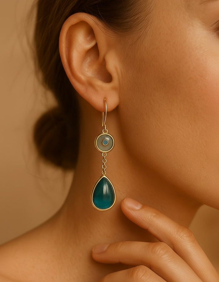 Calista | Blue Stone Drop Earrings