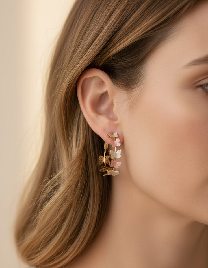 Vintage Butterfly Hoop Earrings