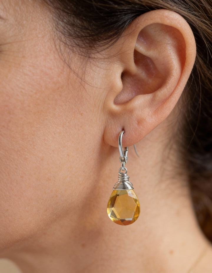 Vintage Yellow Crystal Drop Earrings