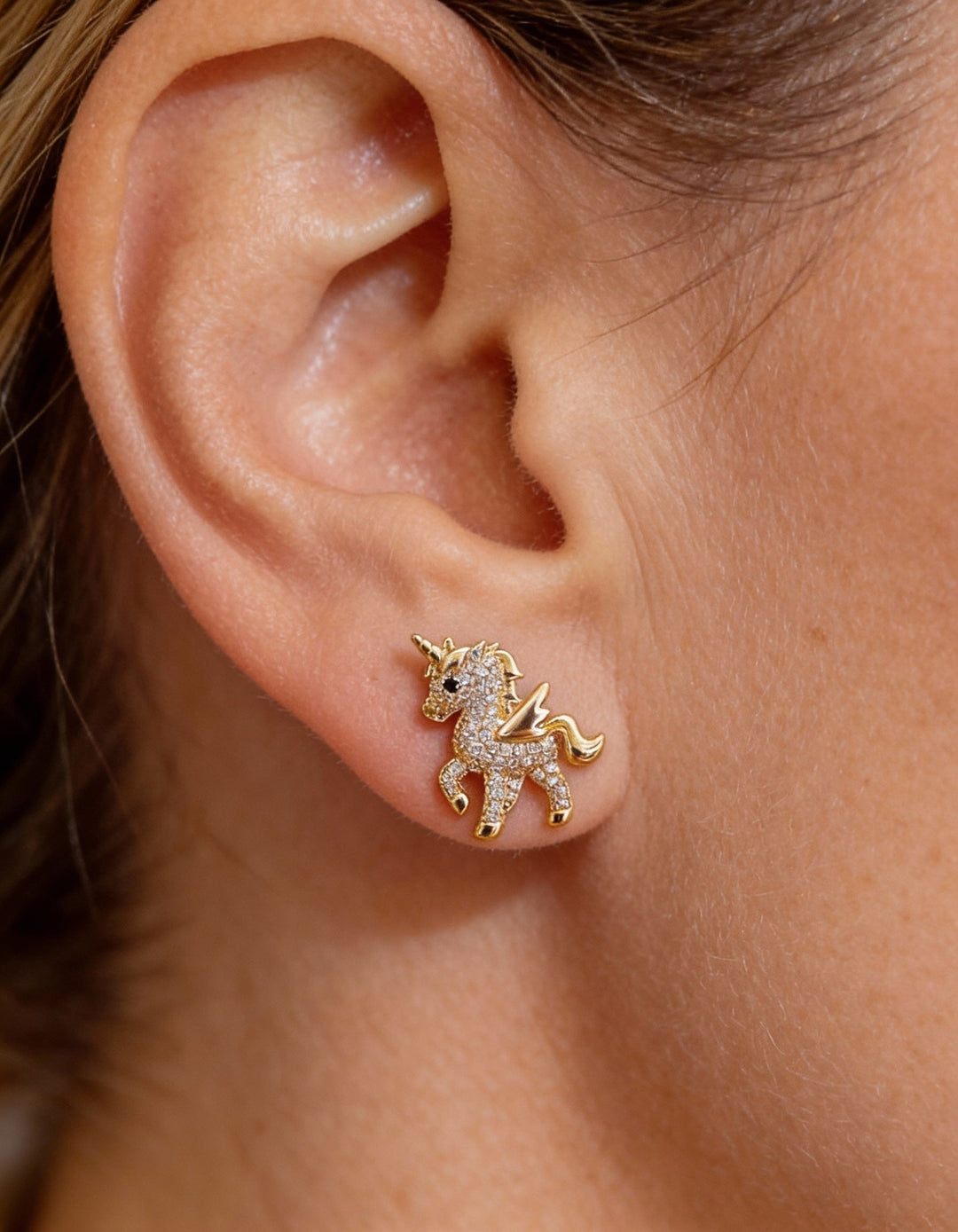 Sparkling Gold Unicorn Earrings