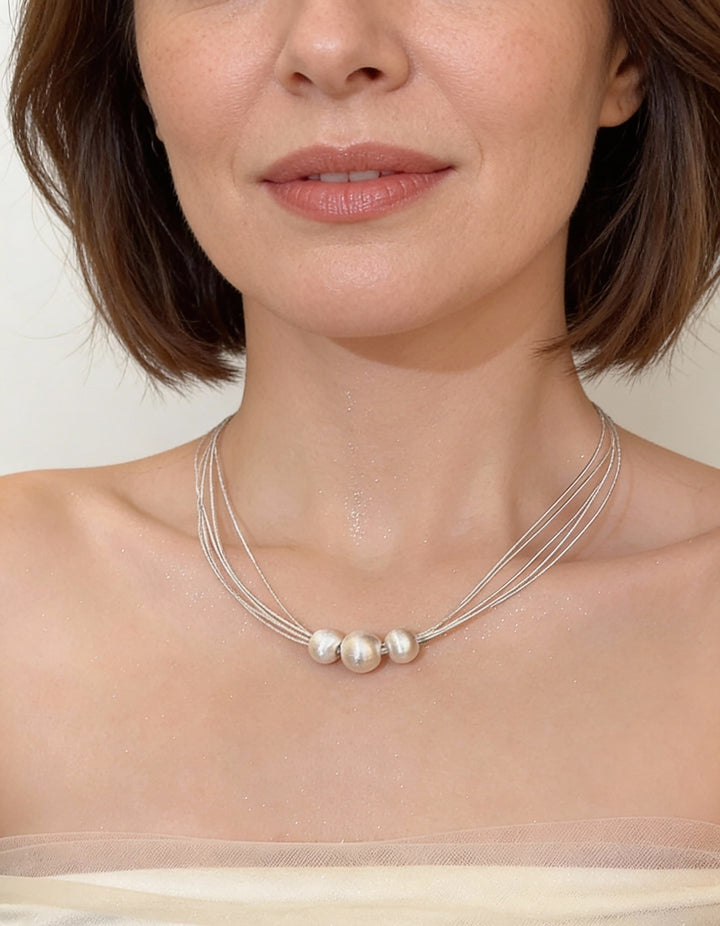 Elegant White Pearl Layered Necklace