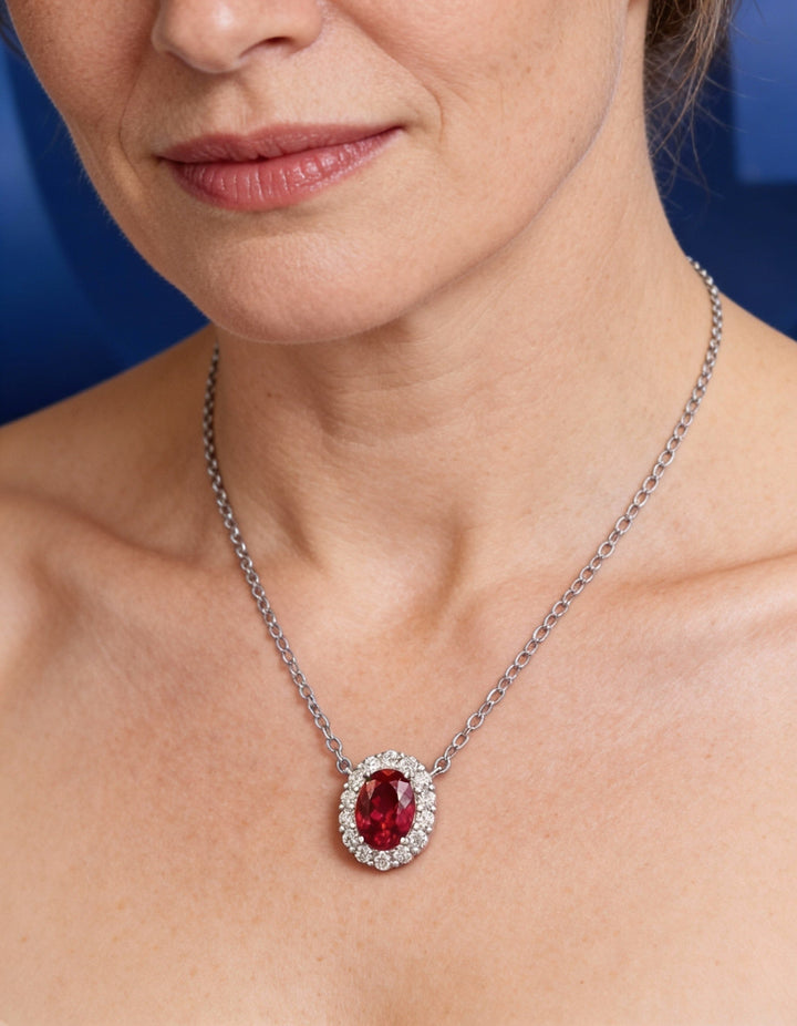 Ruby and Moissanite Necklace