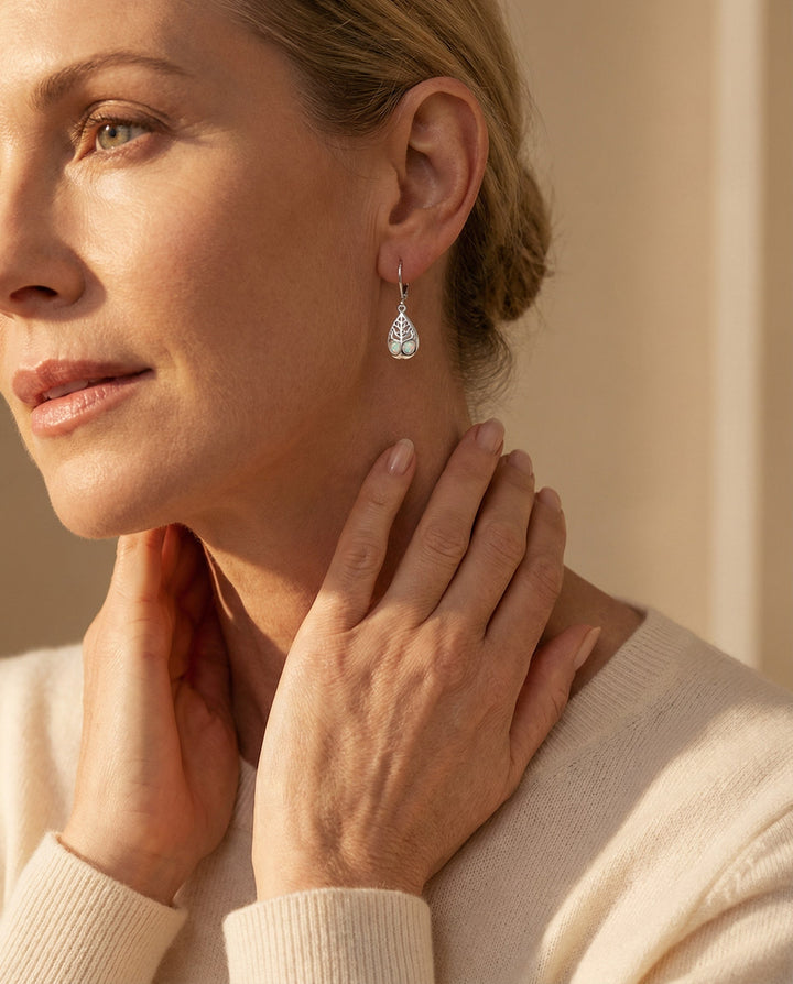 Tree of Life Earrings in Opal and Silver