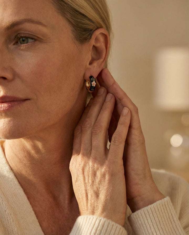 Luxury Black Floral Earrings