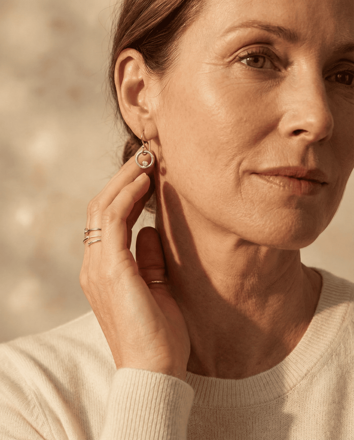 Vintage Gold and Silver Earrings with Cubic Zirconia