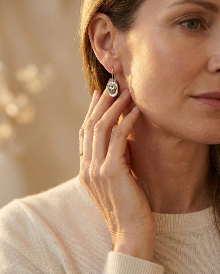 Vintage Silver Gold Heart Earrings