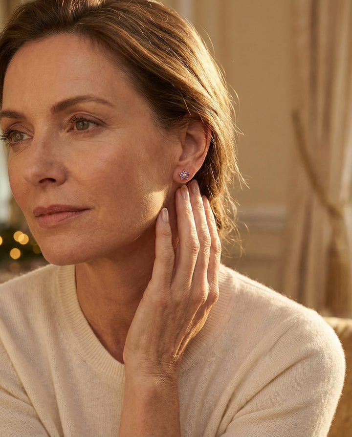 Stud Earrings with Delicate Flower