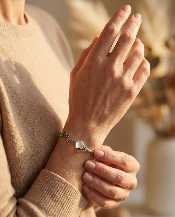 Vintage Silver Flower Branch Bracelet