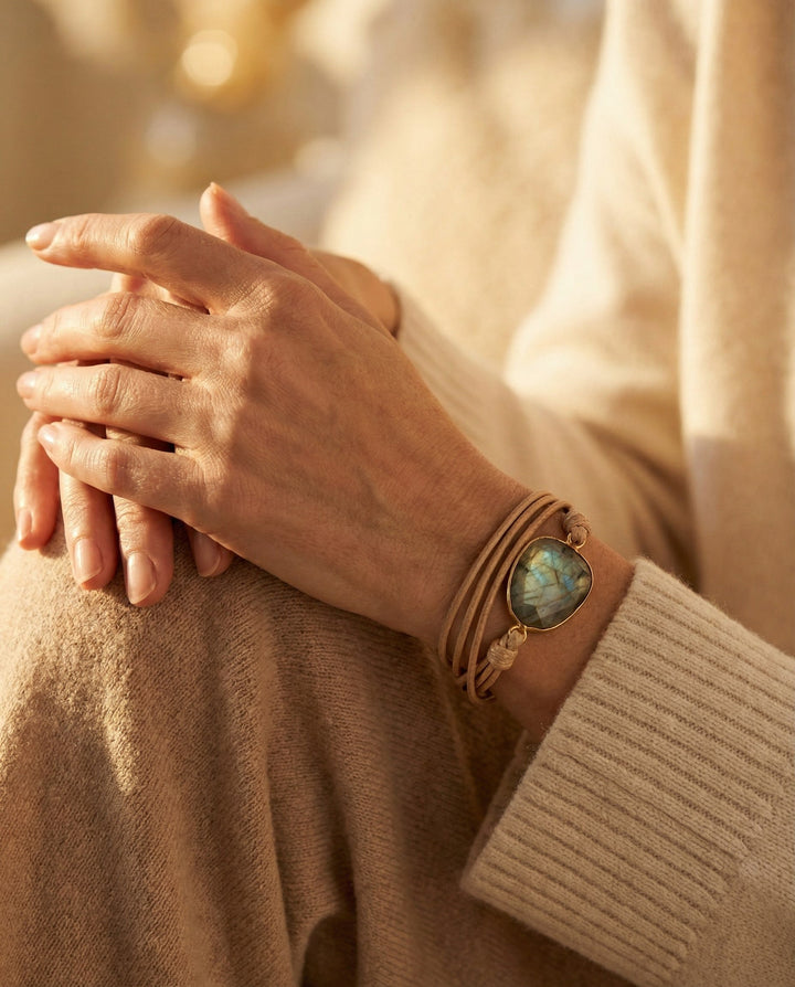 Vintage Leather Stone Bracelet