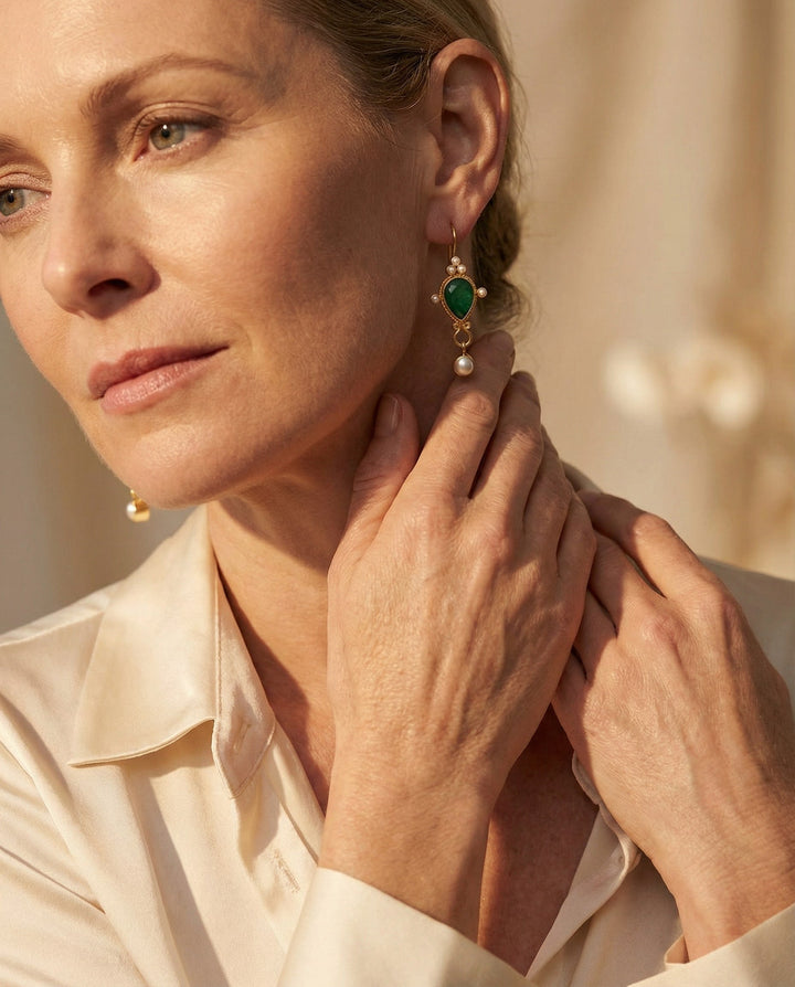 Vintage Ruby and Pearl Earrings