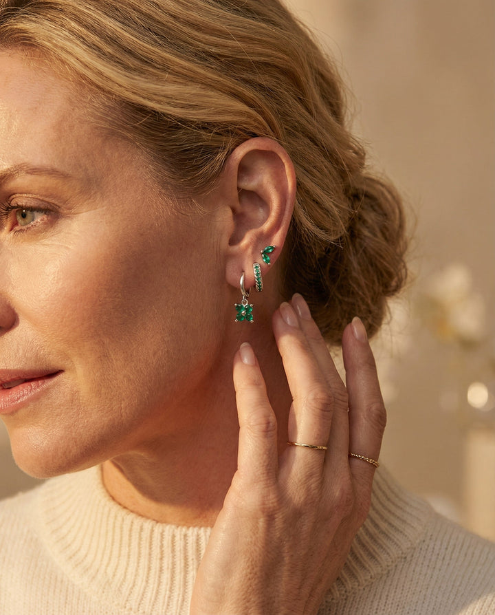 Diamond Flower Earring Set