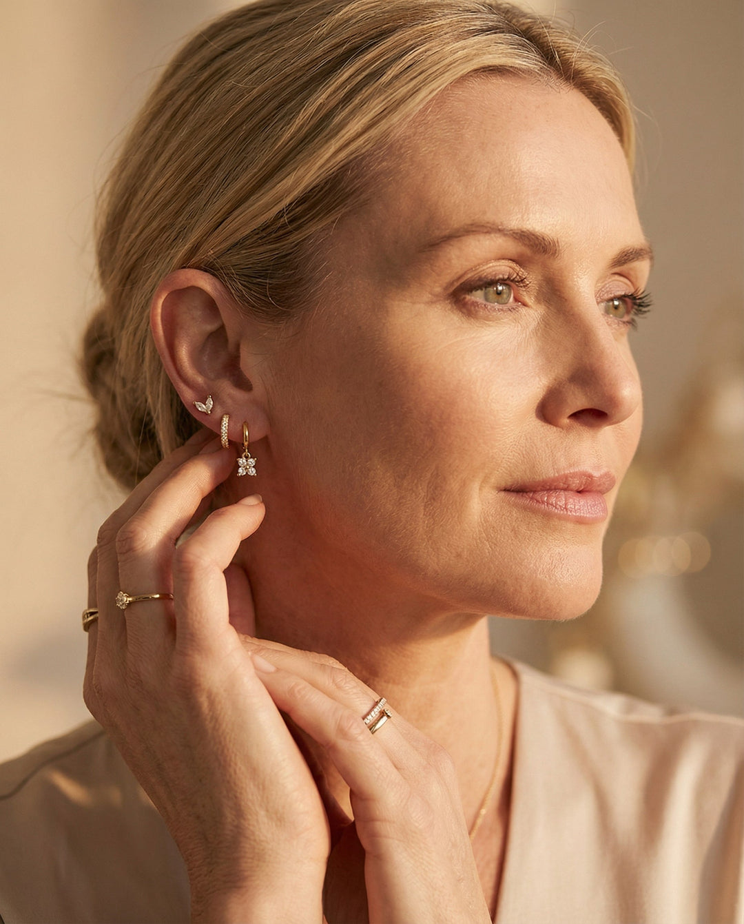 Diamond Flower Earring Set