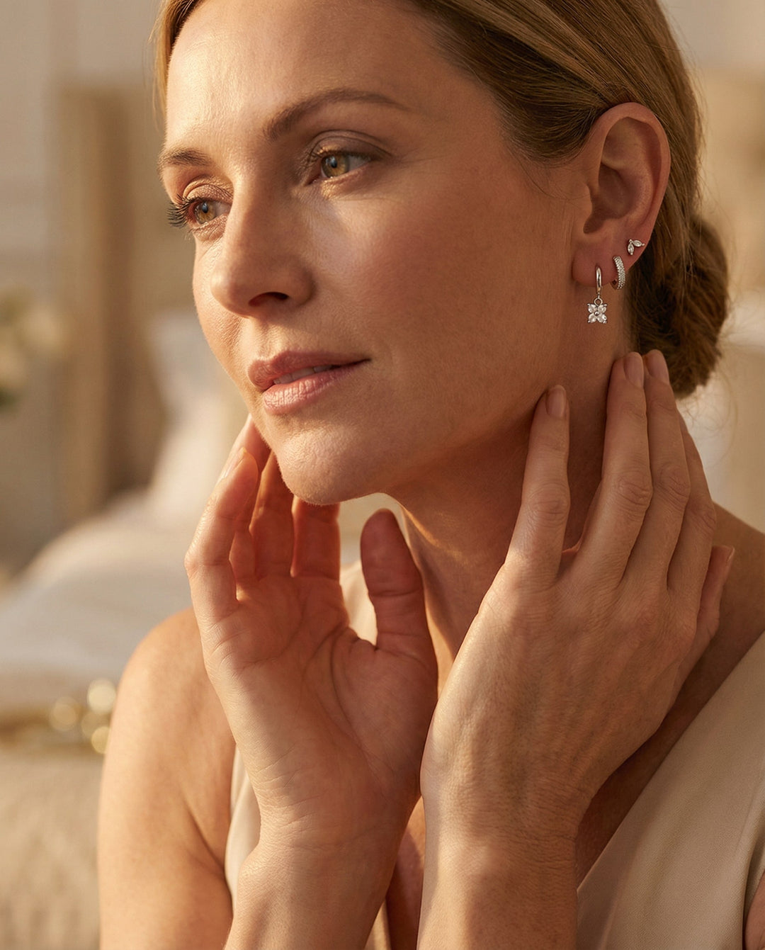 Diamond Flower Earring Set