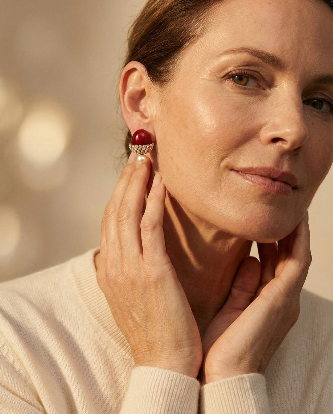 Red Hazelnut Pearl Earrings