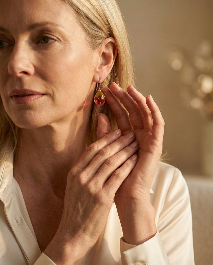 Retro Amber Glass Drop Earrings