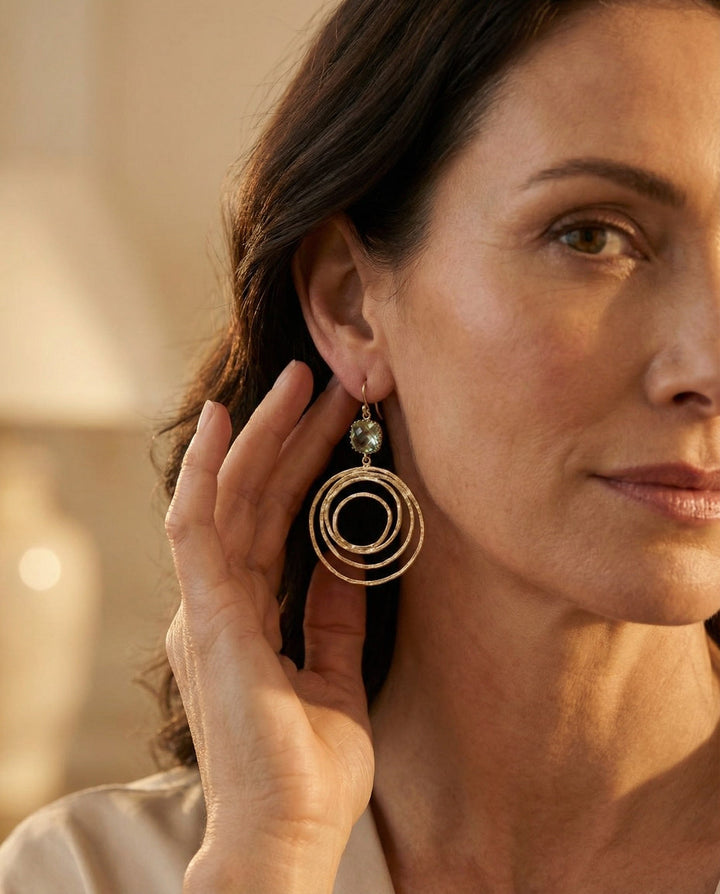 Vintage Gold Spiral Design Cubic Zirconia Earrings